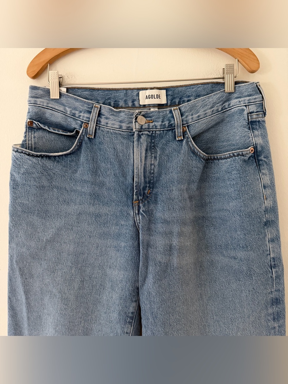 Agolde Fusion Jeans Wide Leg Low Slung Slouchy Blue Denim Cotton Size 29 - Picture 10 of 11